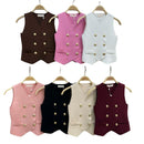 TTC ELLIE Girls Sleeveless Blazer Top Jacket Ribbed Knitted