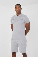 Mens Brave Soul Quarter Zip Polo Shirt And Short Set