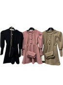 Girls Long Sleeve Dress With Matching Bag 8443