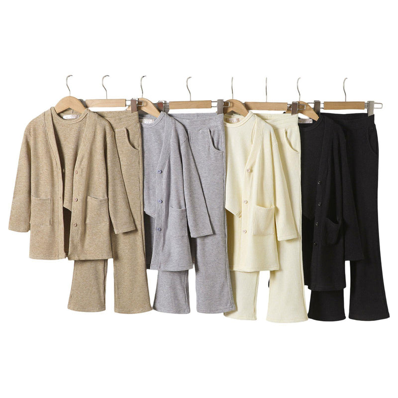 TTC HANNA Girls Premium Knit 3 Piece Cardigan Top And Trouser Set