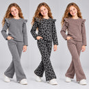 TTC 241 Girls Ruffle Shoulder Knit Co-Ord Set