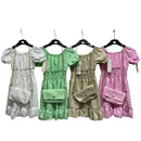 Girls Star Print Short Sleeve Dress With Matching Bag 9905