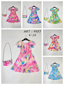 Girls Tie Dye Dress With Matching Bag