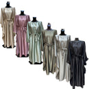 Ladies Feather Detail Satin Belted Dress 9928