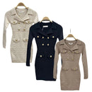 TTC KATE Lux Premium Dress Gold Button Detail