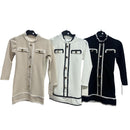 Girls Stitch And Button Detail Long Sleeve Dress 8701