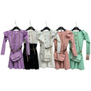 Girls Long Sleeve Button Detail Dress With Matching Bag And Belt 9028