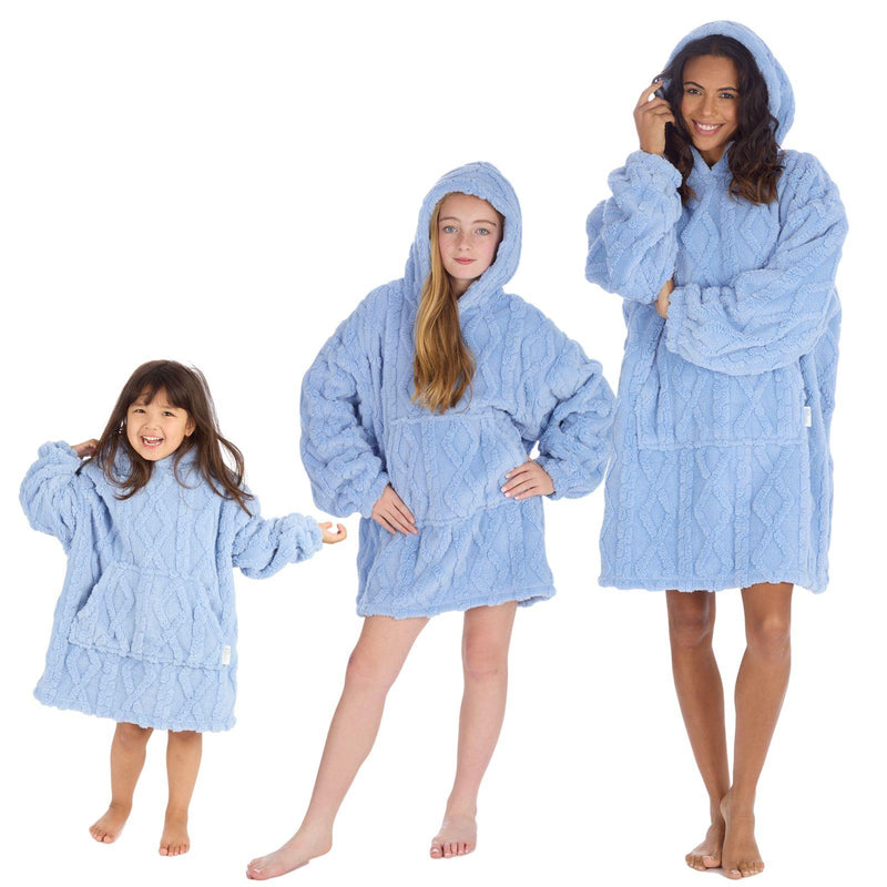TTC MATCHING Kids And Adults Blue Oversized Hoodie Snoodie Hooded Blanket