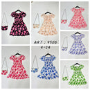 Girls Flower Print Dress With Matching Bag 9506