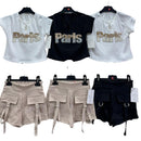 Girls Paris T-Shirt And Cargo Style Short Set 2430