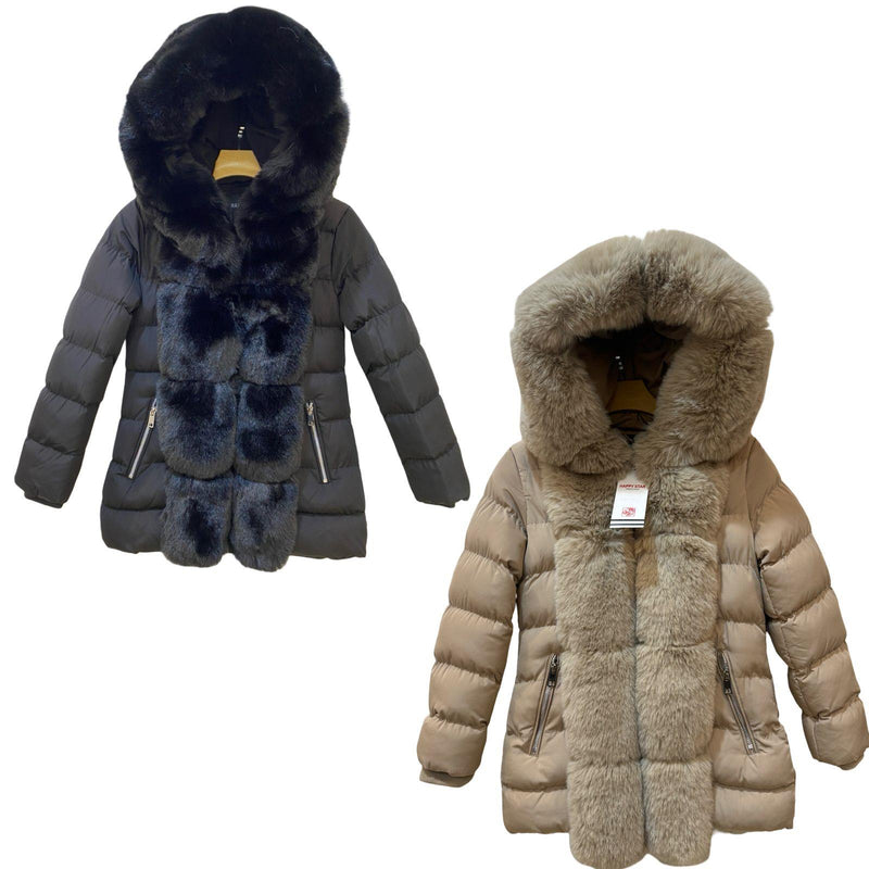 TTC MARYROSE Girls Coat Faux Fur Detailing Fleece Lined Jacket