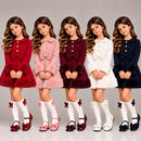TTC M436 Girls Faux Fur Trim Bow Dress