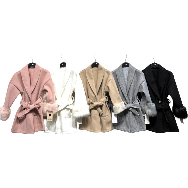 TTC SOPHIE Girls Faux Fur Detail Trench Coats