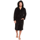 Mens Black Dressing Gown Robe Fleece Warm