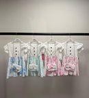 TTC 9215 Girls Floral Dress With Ribbed Ruffle Sleeve Top and Matching Bag