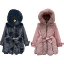 Babies And Girls Coat With Faux Fur Detailing And Lining V528