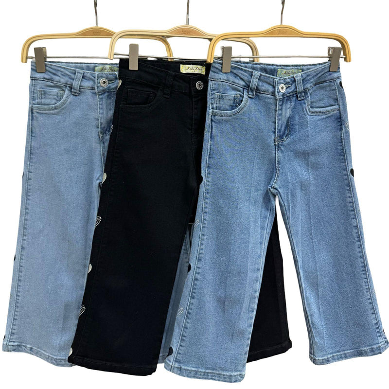 TTC MICHELLE Girls Love Heart Detail Diamante Jeans