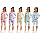 TTC 025 Marble Print Girls 4 Piece Gym Set Top, Shorts, Jacket Headband