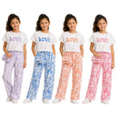 TTC 9697 Girls Love Slogan T-shirt And Leaf Print Trouser Set