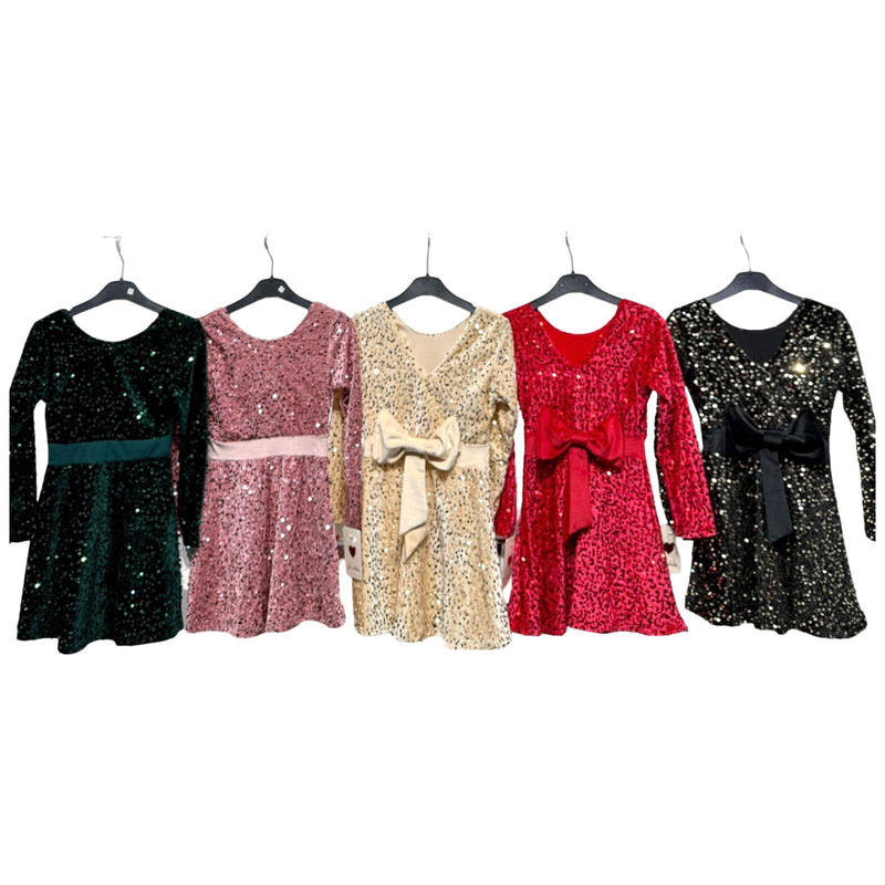 TTC AVA Girls Sparkly Sequin Bow Back Dress