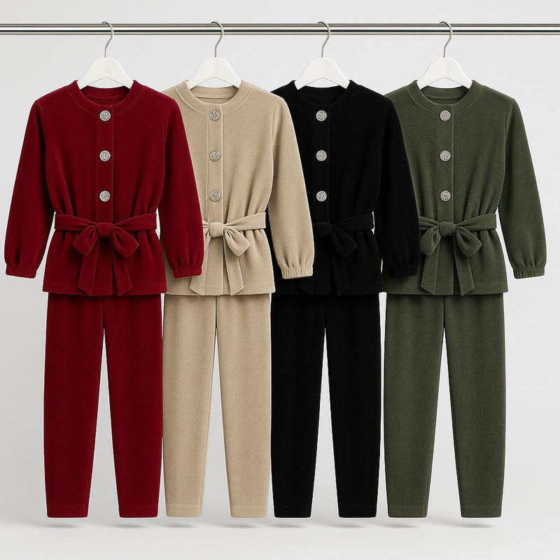 TTC AYSHA Girls Corduroy Long Top And Trouser Set Co-Ord With Belt