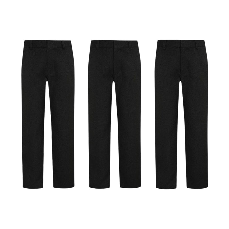 Boys 3 Pack Ex George School Trousers Regular Leg Adjustable Waist