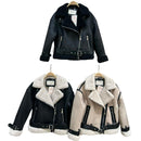 TTC SOPHIE Girls Biker Style Aviator Jacket Faux Fur