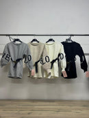 Girls Balloon Sleeve Jumper Dress With Belt 8471