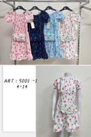 Girls Short Sleeve Dress With Matching Bag 5001-1