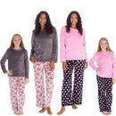 TTC BOWS AND HEARTS Girls And Ladies Matching Plush Fleece Pyjamas