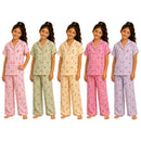 TTC 696 Girls Cherry Printed Satin Trousers And Short Sleeve Button Up Top Pyjamas