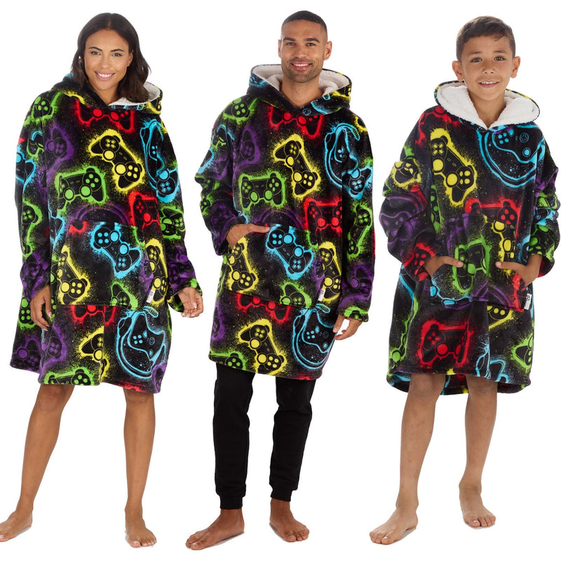 Kids And Adults Gamer Oversized Hoodie Blanket
