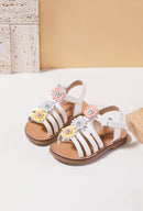 Girls Flower Detail Sandals Velcro Strap 334