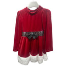 Babies And Girls Red Velour Bow Detail Dress 6816