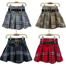 Girls Checked Skirt With Belt 6680