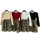 TTC ZAHRA Velvet Gold Print Dress