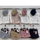 Girls Thick Ribbed Top And Short Set With Matching Hat 2426