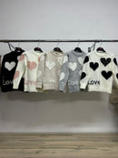 Girls Heart Print Pearl Detail Jumper 2330