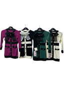 Girls Long Sleeve Bow Detail Dress