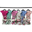 Girls Short Sleeve Flower Print Half Button Up Dress With Matching Bag 005