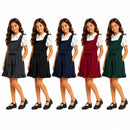 TTC 276 Girls Bow Detail Pinafore School Dress And Blouse 2 Piece Set