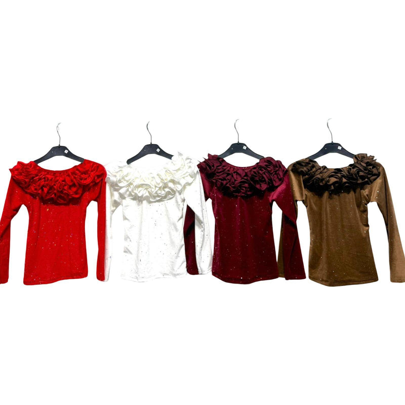 TTC AMELIA Girls Frill Detail Sparkly Top