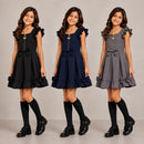 TTC 314 Girls Zip Up Bow Detail School Pinafore Dress