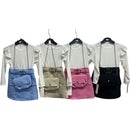 Girls Long Sleeve Belt And Pocket Detail Dress With Matching Bag 3652