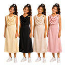 TTC 70603 Girls Scoop Neck Gold Buckle Maxi Dress