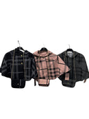 Girls Checked Poncho With Matching Bag 6012