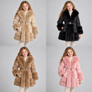 TTC NC-23 Girls Faux Fur Detail Coat Jacket Belted Fleece Lined