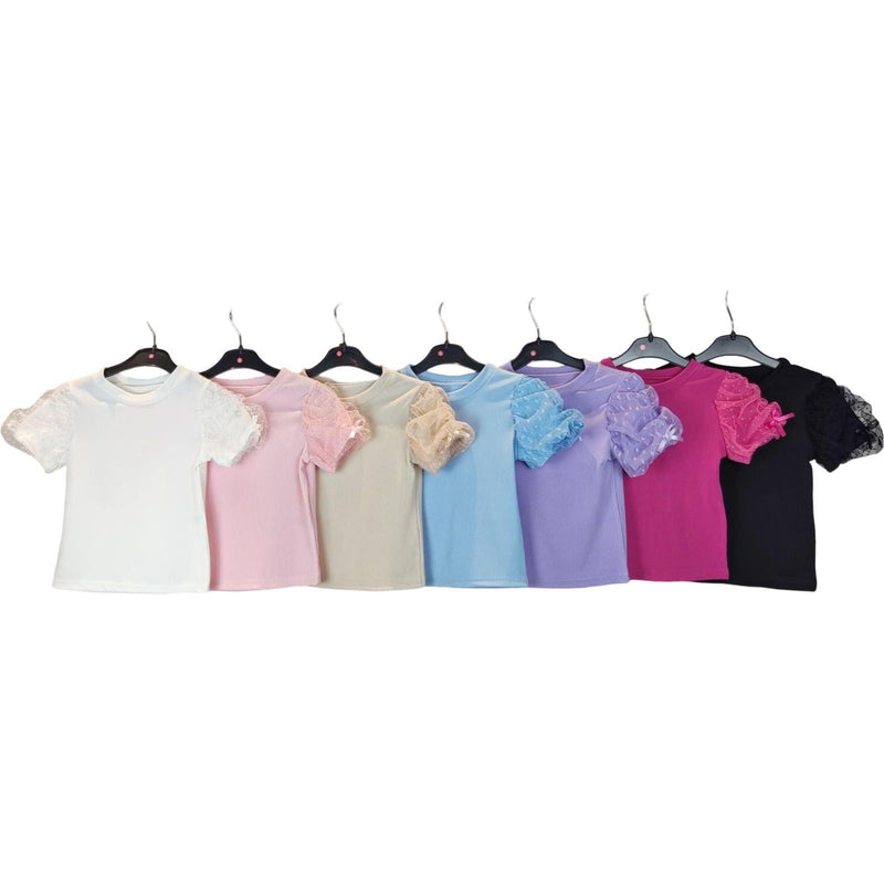 TTC KAYLA Girls Short Sleeve Ribbed Top With Detailing On Shoulder
