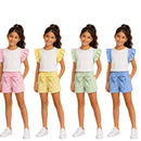 TTC 171 Girls Ruffle Sleeve Top and Shorts 2 Piece Set