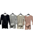 Girls Long Sleeve Jumper Dress With Matching Bag 3045